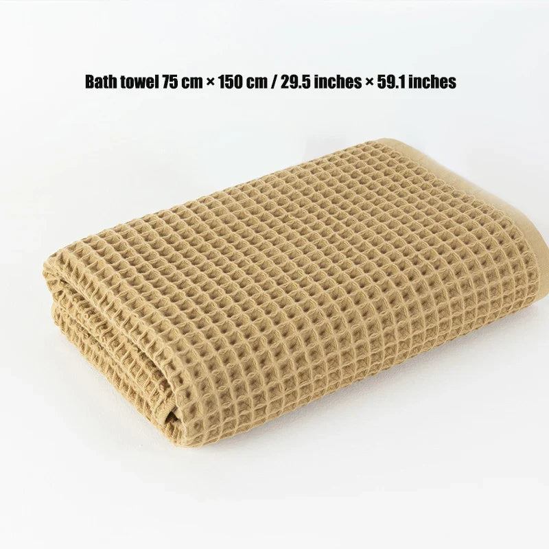 Luxurious 100% Cotton Waffle Bath Towel - Extra Large & Absorbent