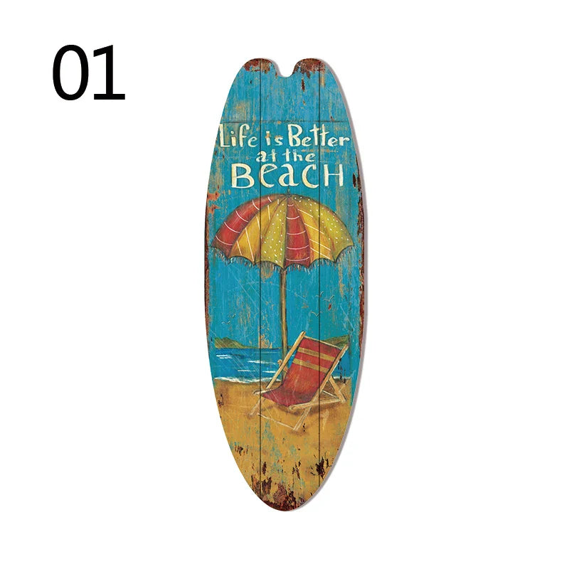 Vintage Surfboard Wooden Wall Sign – Ocean Beach Decor