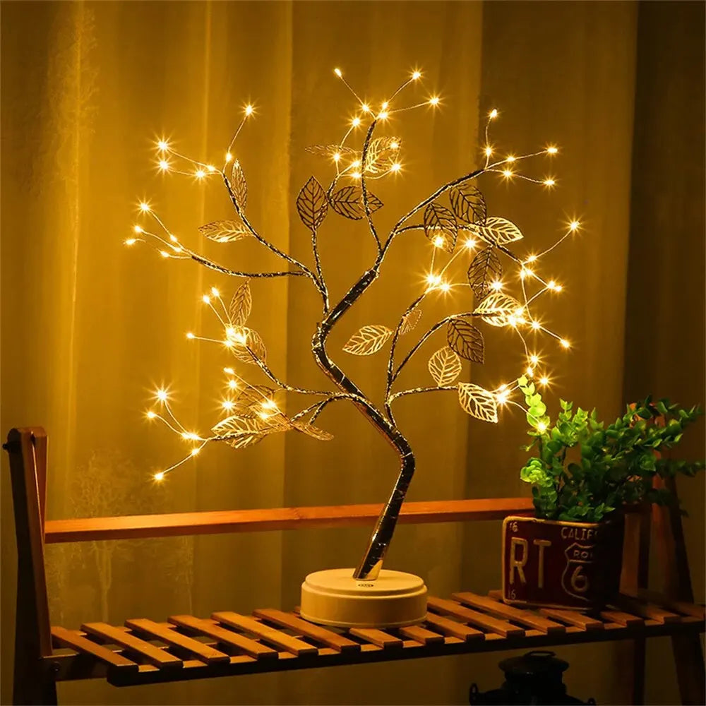 Enchanting LED Rose Leaf Table Lamp - Elegant USB Fairy Light