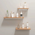 Elegant Wall-Mounted Wooden Bathroom Shelf