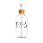 Elegant Amber Soap Dispenser Set with Bamboo Accents
