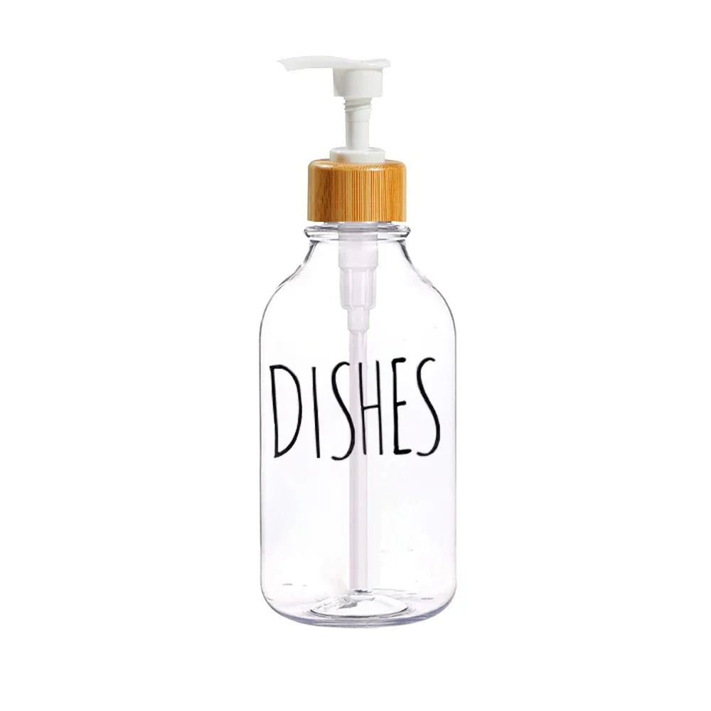Elegant Amber Soap Dispenser Set with Bamboo Accents
