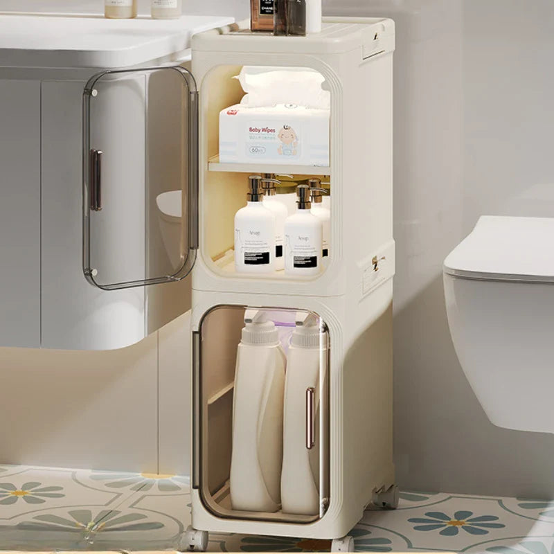 Elegant Narrow Bathroom Storage Cabinet with Wheels