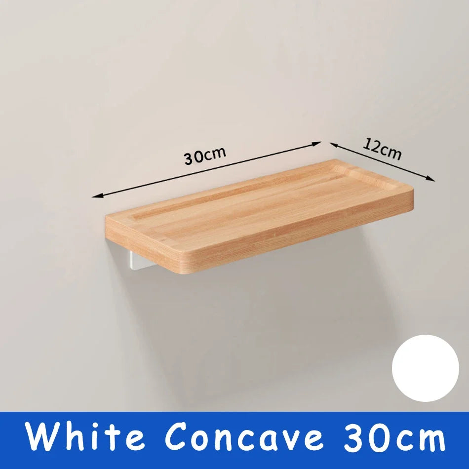 Elegant Wall-Mounted Wooden Bathroom Shelf